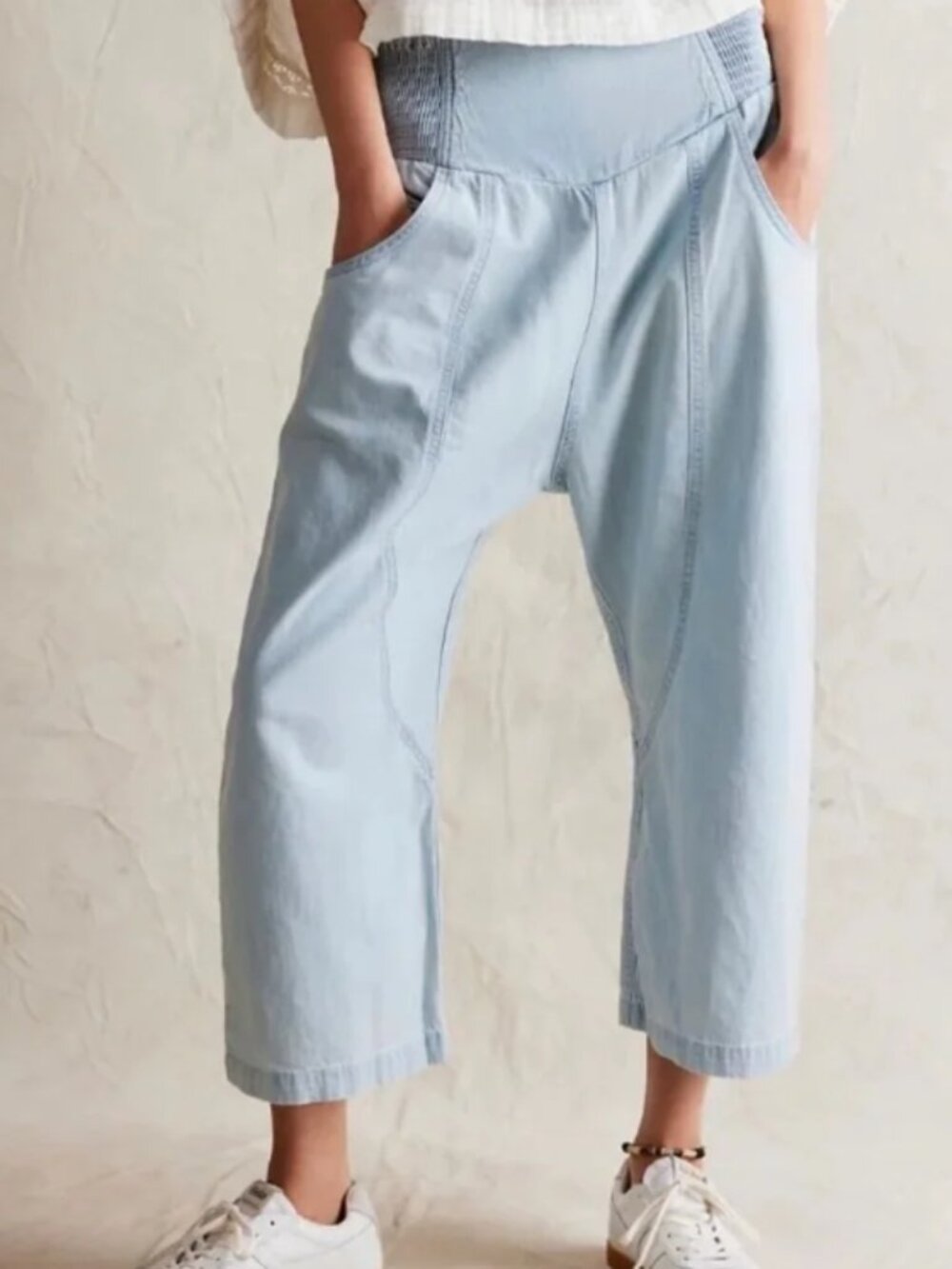 We The Free Lunan Crop Harem Cord Jeans | Light Blue | XL